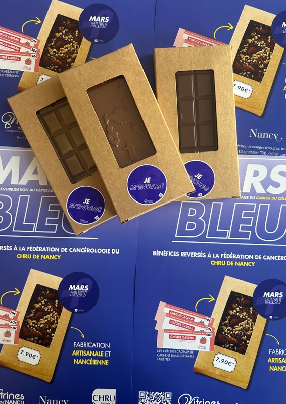 Mars Bleu : Les Vitrines de Nancy vendent 500 tablettes de chocolat pour soutenir le CHRU