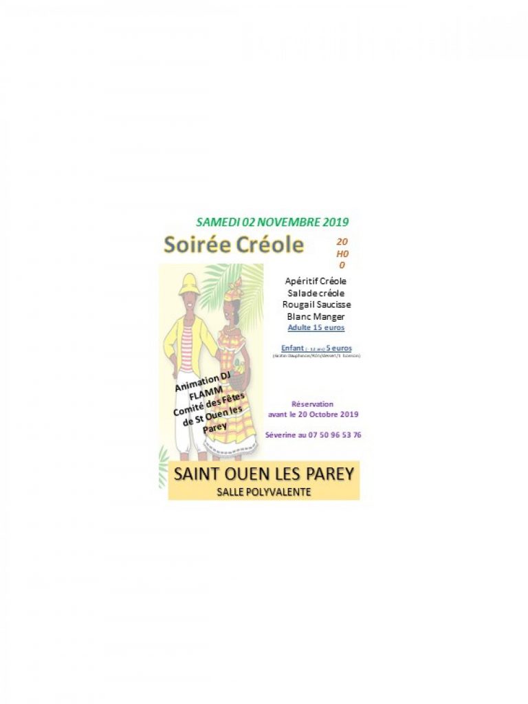 SOIREE CREOLE à SAINT-OUEN-LES-PAREY