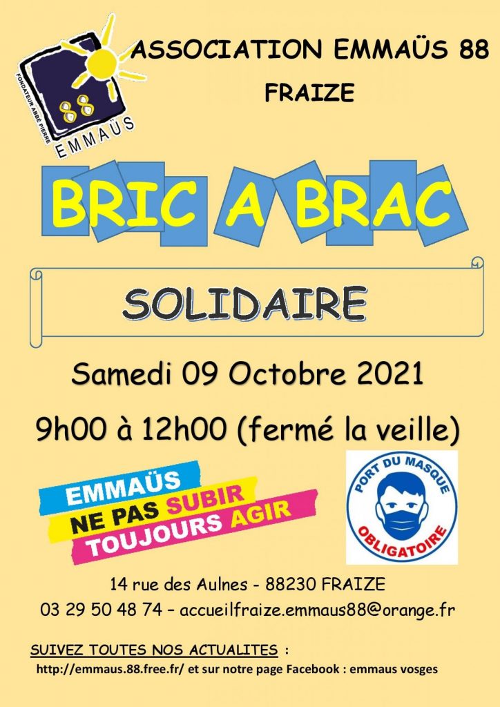 BRIC A BRAC SOLIDAIRE EMMAUS 88 à FRAIZE