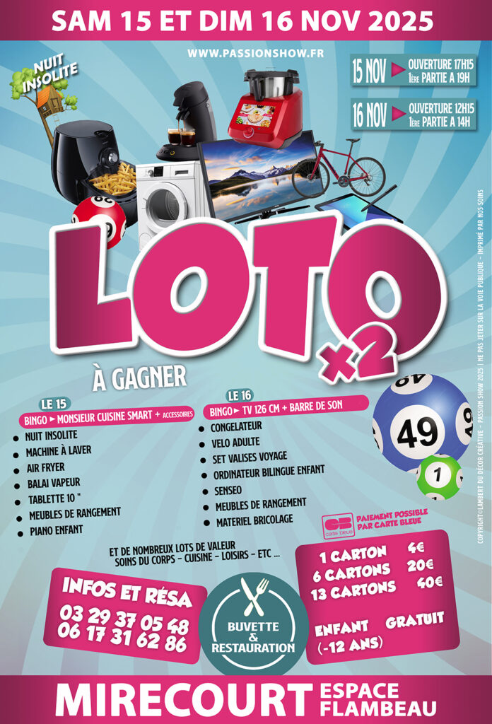 2 Super Lotos 15 et 16 nov à Mirecourt